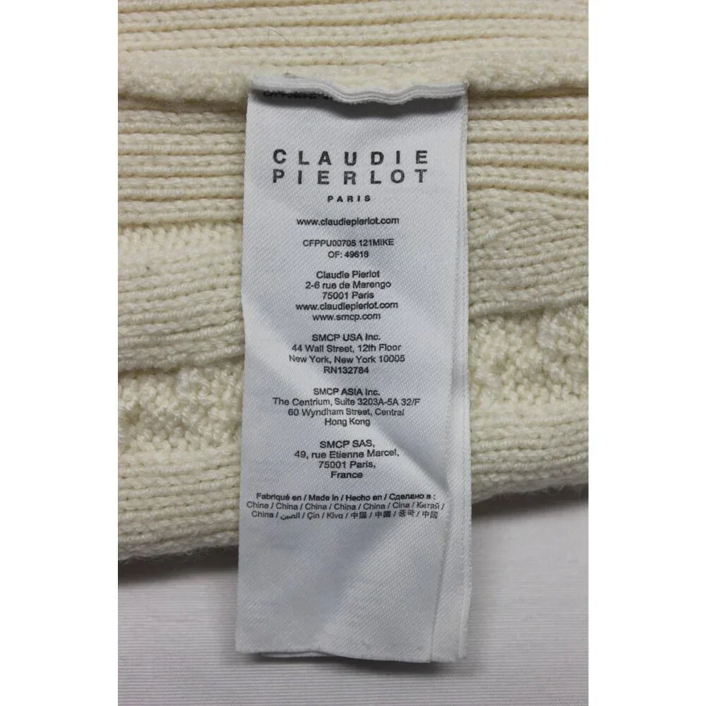 Claudie‎ Pierlot women's cable knit v-neck cricketer preppy pullover sweater 1